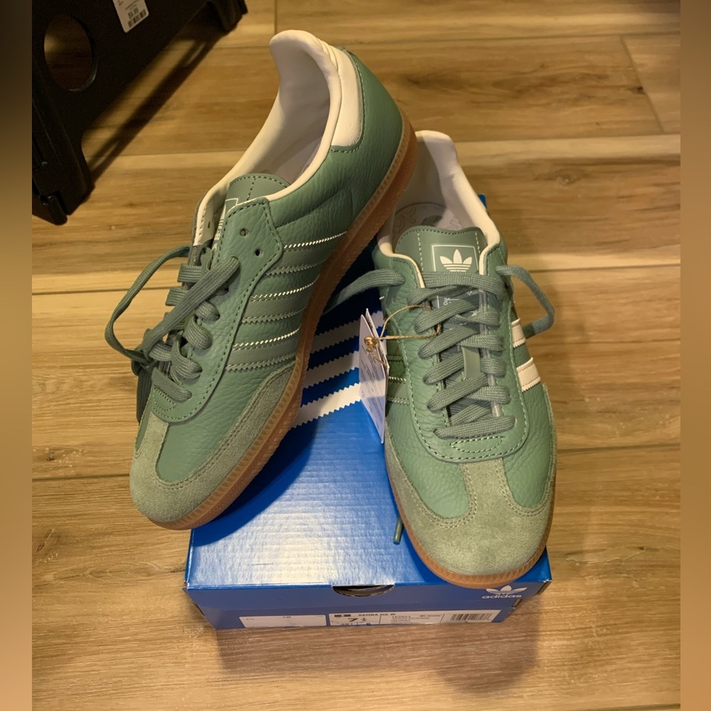 Sage Green Adidas Sambas
